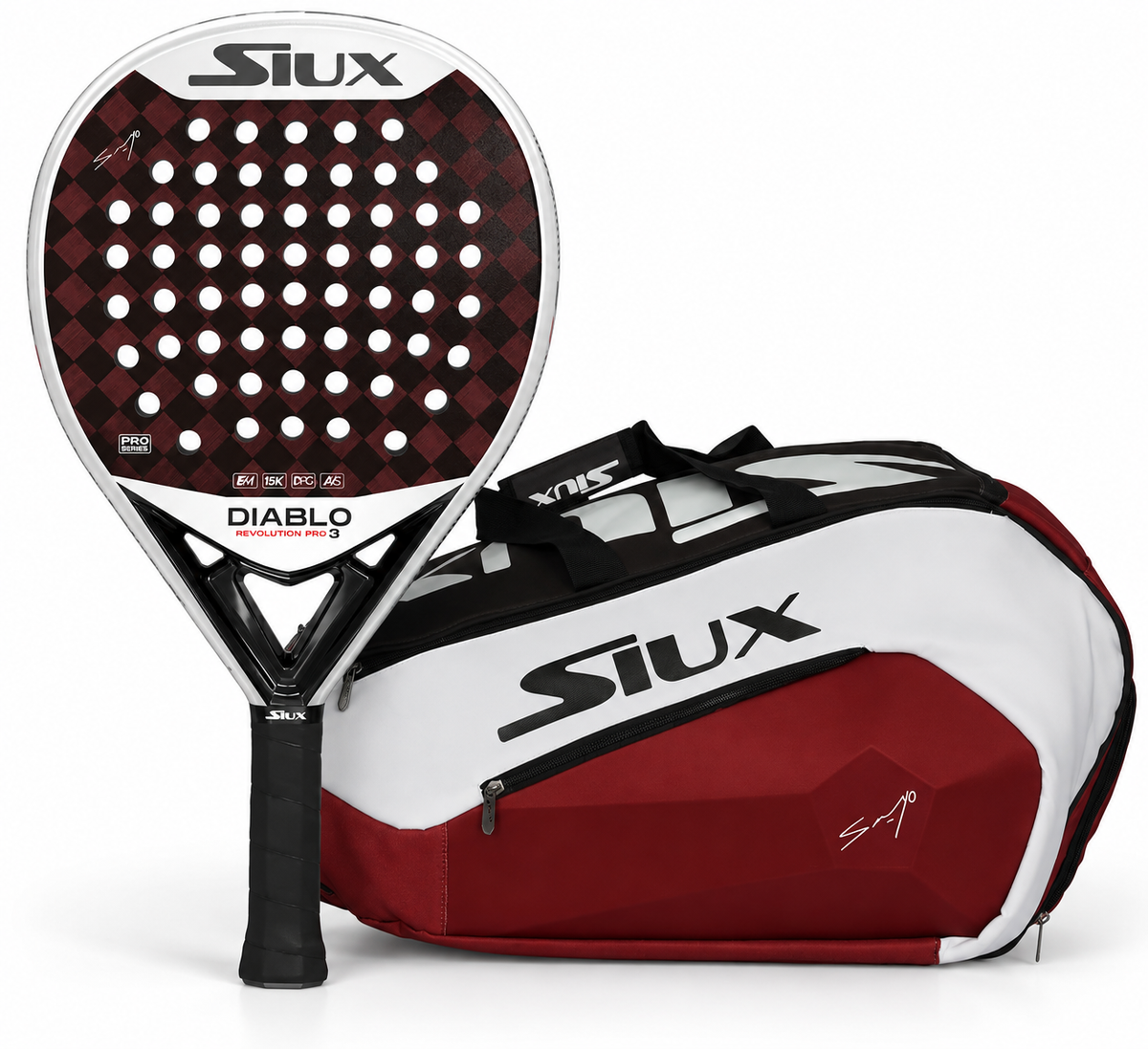 Siux Sanyo bundle — Diablo Revolution Pro 3 padel racket with matching bag, UAE